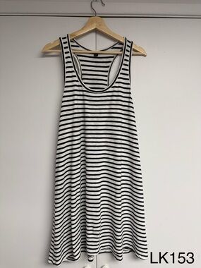 J.Crew Swingy Mini Tank Dress White Navy Stripe Size M